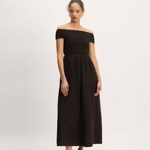 Everlane The Gauze Off-the-Shoulder Dress Size M Black